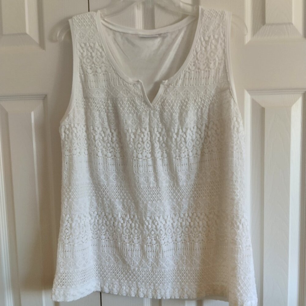 SALE 2 FOR $ 18.00 !!!  Womens Lace Lined White Top